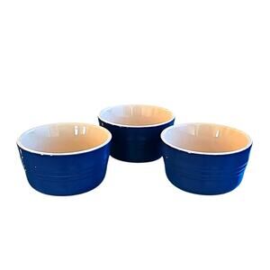 Le Creuset Stoneware Cobalt Blue Set of 3 Bowls/Cups 3.75" W x 2.25" D (1cup)